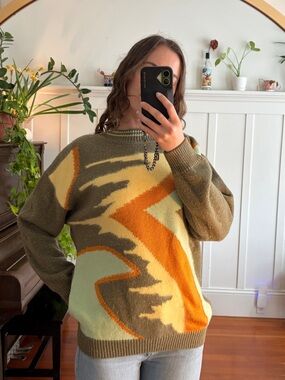 Vintage Multicolored Abstract Pattern Sweater